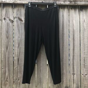 Eileen Fisher Black Pull On Pants Size L Jersey Knit Pockets Comfy